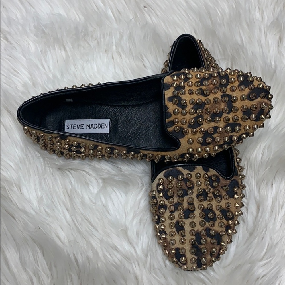 Steve Madden animal print spiked flats